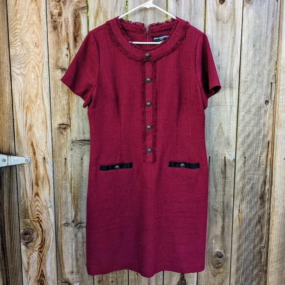 Karl Lagerfeld Dresses & Skirts - Karl Lagerfeld Burgundy Short Sleeve Dress